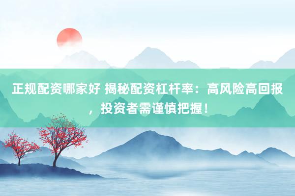 正规配资哪家好 揭秘配资杠杆率：高风险高回报，投资者需谨慎把握！