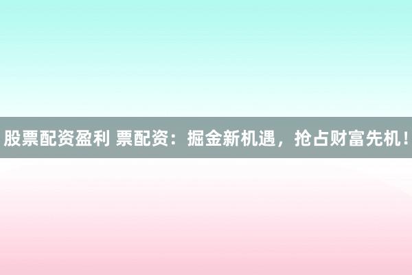 股票配资盈利 票配资：掘金新机遇，抢占财富先机！