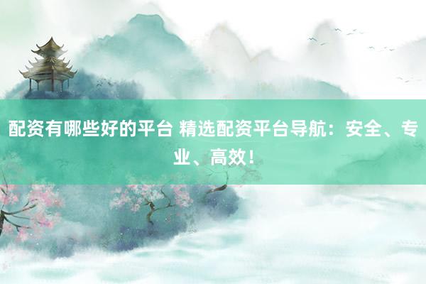配资有哪些好的平台 精选配资平台导航：安全、专业、高效！