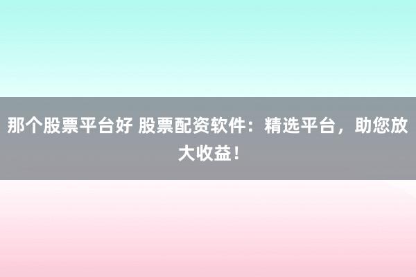 那个股票平台好 股票配资软件：精选平台，助您放大收益！