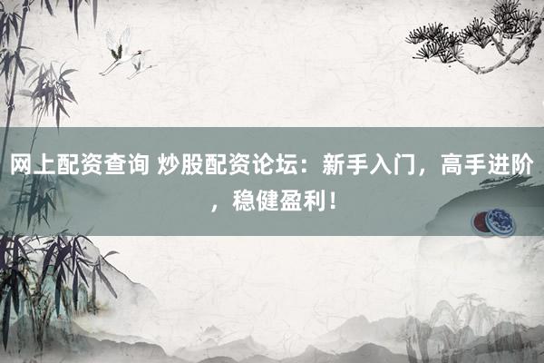 网上配资查询 炒股配资论坛：新手入门，高手进阶，稳健盈利！