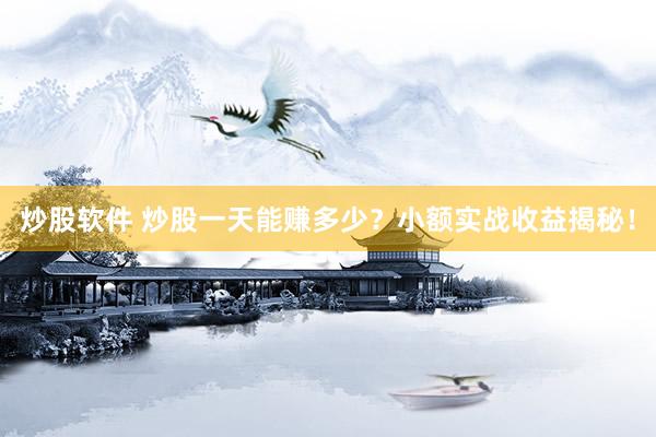 炒股软件 炒股一天能赚多少？小额实战收益揭秘！