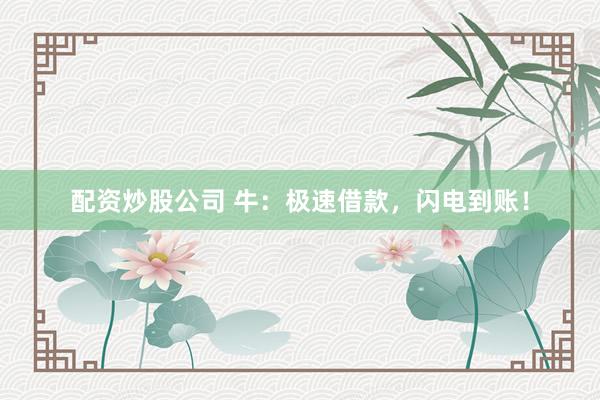 配资炒股公司 牛：极速借款，闪电到账！