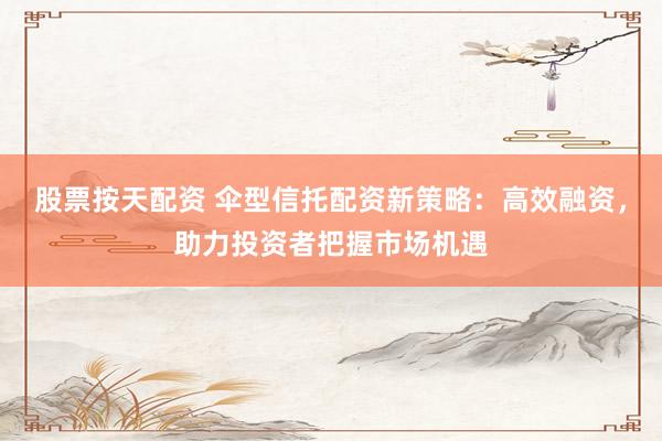 股票按天配资 伞型信托配资新策略：高效融资，助力投资者把握市场机遇