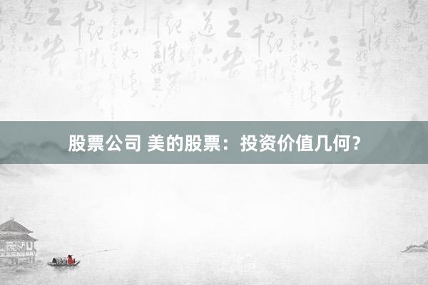 股票公司 美的股票：投资价值几何？