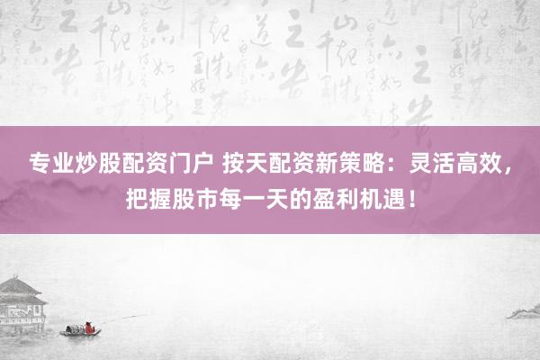 专业炒股配资门户 按天配资新策略：灵活高效，把握股市每一天的盈利机遇！