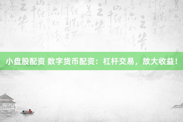 小盘股配资 数字货币配资：杠杆交易，放大收益！